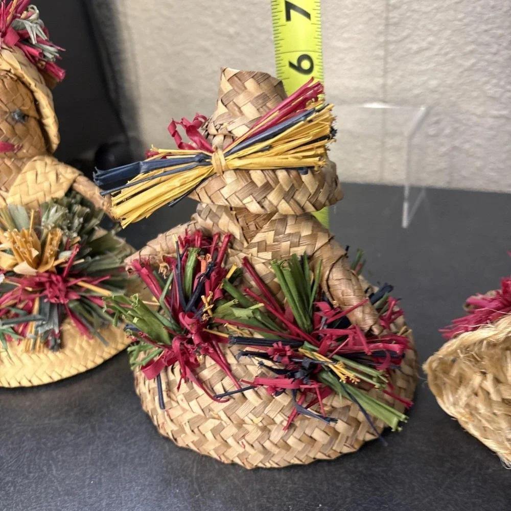 3~Vtg~Woven Straw Dolls~Souvenir from Bahamas